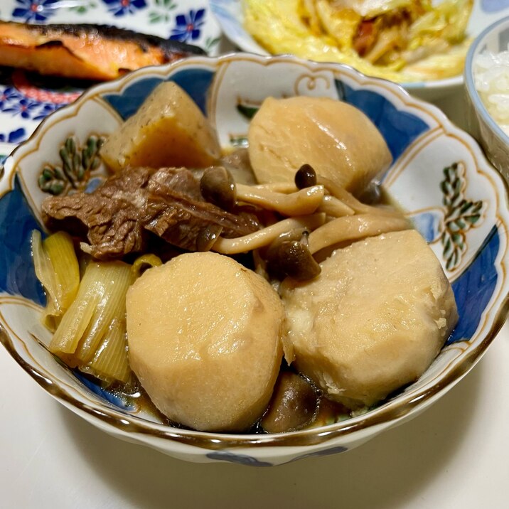 本つゆで❤️牛すじ小芋こんにゃくの煮物